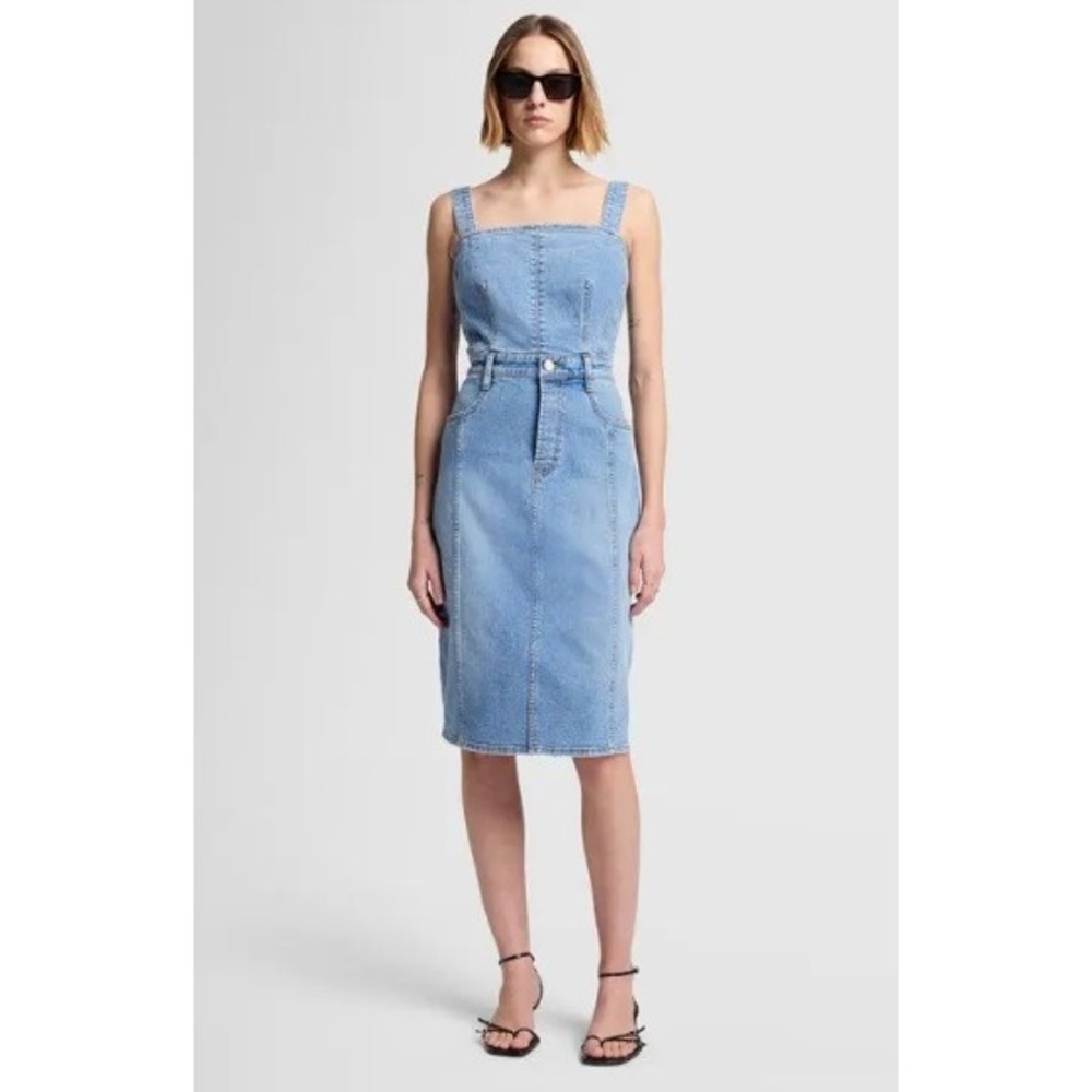 7 For All Mankind Seamed Denim Dress Oasis Blue Women's Size S NWOT‎